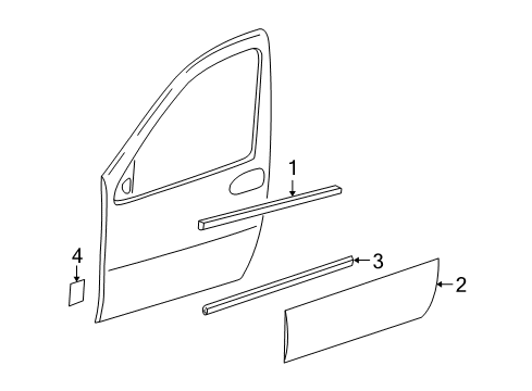 2006 Saturn Relay Exterior Trim - Front Door Body Side Molding Diagram for 25915131