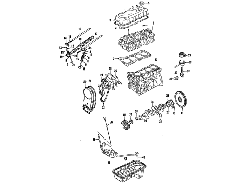 1994 Geo Tracker Engine Parts, Mounts, Cylinder Head & Valves, Camshaft & Timing, Oil Pan, Oil Pump, Crankshaft & Bearings, Pistons, Rings & Bearings Spring, Valve Diagram for 96068607