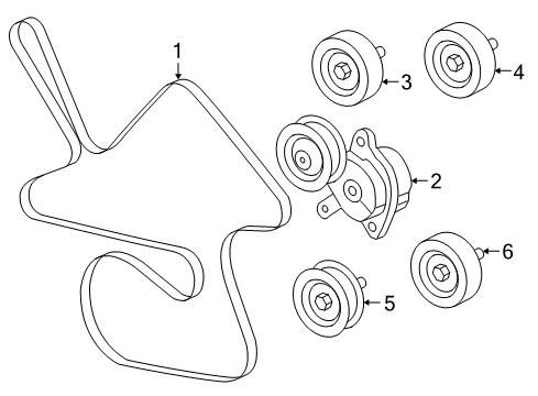2006 Chevrolet Impala Belts & Pulleys Serpentine Idler Pulley Diagram for 12581701