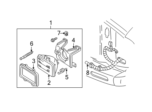 1997 Chevrolet S10 Headlamps Headlight Assembly Diagram for 16524809