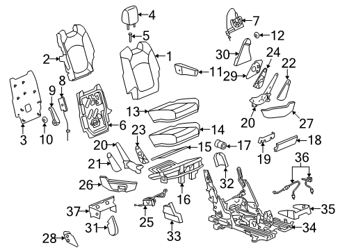 2007 Saturn Outlook Second Row Seats Headrest Diagram for 15901687