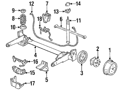 1992 Oldsmobile Silhouette Rear Suspension Components Shock Diagram for 88945187