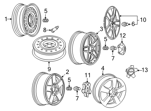 2005 Chevrolet Equinox Wheels, Covers & Trim Center Cap Diagram for 9595557