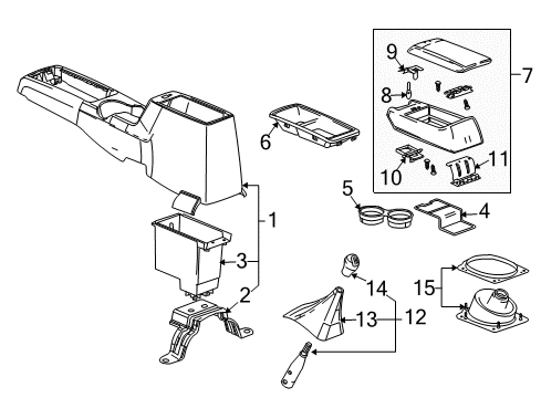 2008 GMC Canyon Center Console Hinge, Front Floor Console Compartment Door Diagram for 89040063