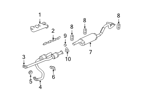 2005 GMC Savana 2500 Exhaust Components, Exhaust Manifold 3Way Catalytic Convertor Assembly (W/ Exhaust Manifold P Diagram for 15120811