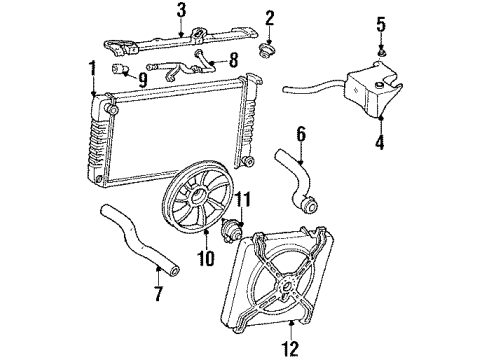 1996 Pontiac Trans Sport Radiator & Components Motor Kit, Engine Coolant Fan Diagram for 22137461