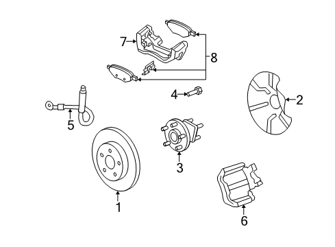 2008 Saturn Aura Brake Components Rotor Diagram for 19303822