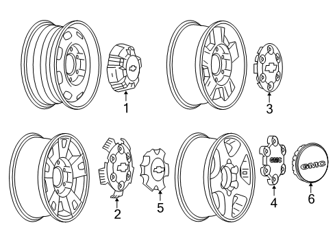 2007 GMC Canyon Wheel Covers & Trim Hub Cap Diagram for 9595550