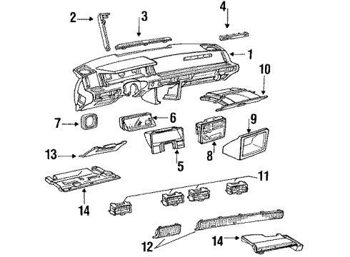 1988 Chevrolet Beretta Instruments & Gauges Bezel-Instrument Panel Accessory Trim *Sapphirevrdk Diagram for 14087177