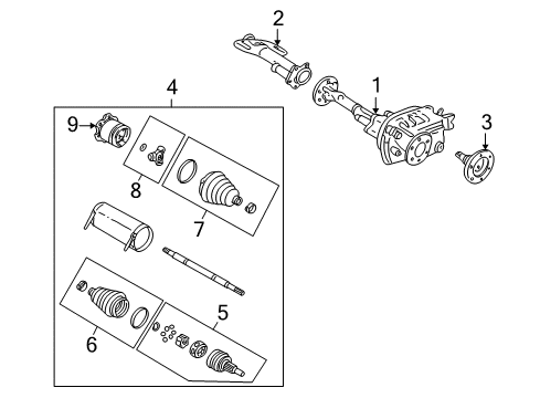2009 Hummer H2 Carrier & Front Axles Front Drive Axle Inner Shaft (Rh) Diagram for 19206697