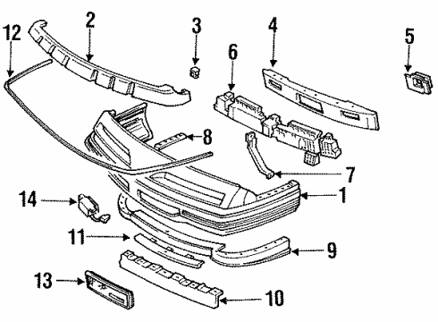 1991 Pontiac Grand Prix Front Bumper Grille Asm-Radiator Diagram for 10082761