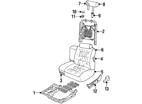 1999 Cadillac DeVille Front Seat Components Gde Asm-Head Restraint P & Driver Seat Diagram for 16805040