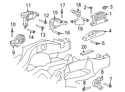 2010 GMC Terrain Engine & Trans Mounting Adapter Diagram for 15299276