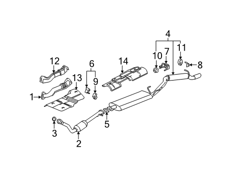 2002 Pontiac Aztek Exhaust Components 3Way Catalytic Convertor Assembly (W/ Exhaust Manifold P Diagram for 12564248