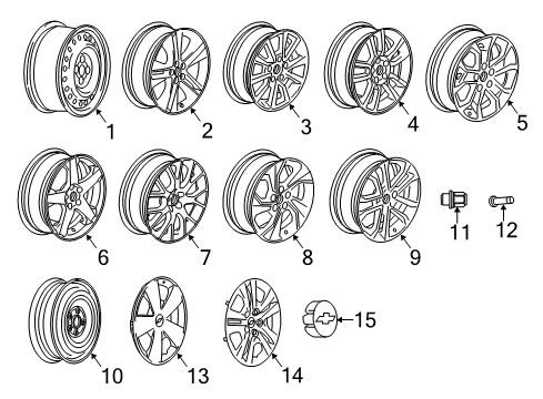 2014 Chevrolet Sonic Wheels, Covers & Trim Wheel Trim CAP Diagram for 96682160