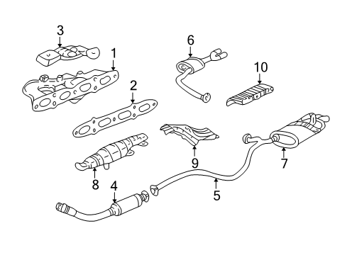 1997 Pontiac Sunfire Exhaust Components, Exhaust Manifold 3Way Catalytic Convertor Assembly Diagram for 25317333