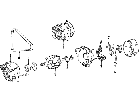 1998 Chevrolet Prizm Alternator Holder, Generator Brush Diagram for 94854182