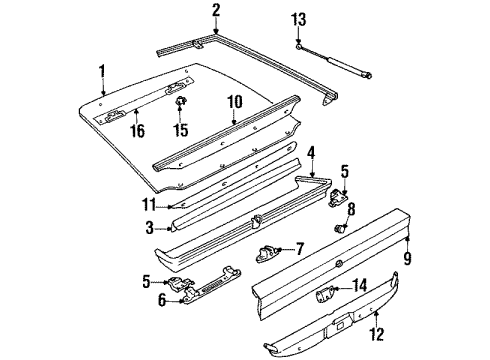 1985 Chevrolet Cavalier Lift Gate Glass, Hardware Blade Diagram for 10283455