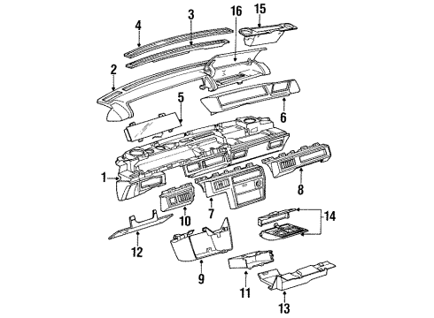 1994 Oldsmobile Cutlass Supreme Instrument Panel Instrument Cluster Assembly Diagram for 16166513
