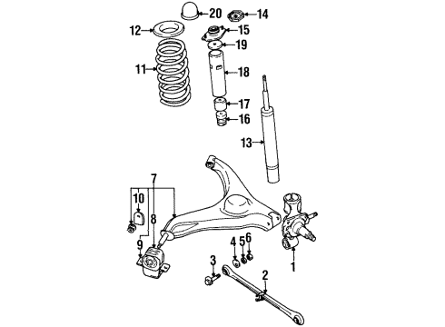 2000 Chevrolet Metro Rear Suspension Components, Lower Control Arm, Stabilizer Bar Knuckle, Rear Suspension Diagram for 30013299