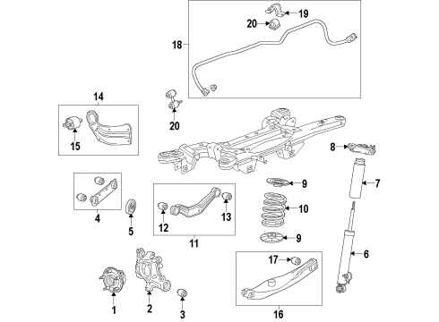 2016 Buick LaCrosse Rear Suspension Components, Lower Control Arm, Upper Control Arm, Stabilizer Bar Shock Diagram for 22932444