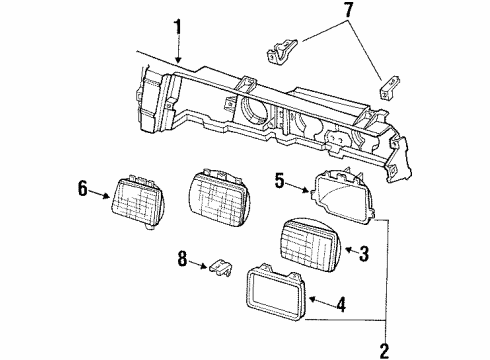1984 Pontiac 6000 Headlamps Headlamp Capsule Assembly Diagram for 16503498