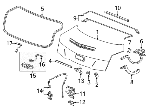 2015 Cadillac ATS Parking Aid Trunk Lid Diagram for 23266665