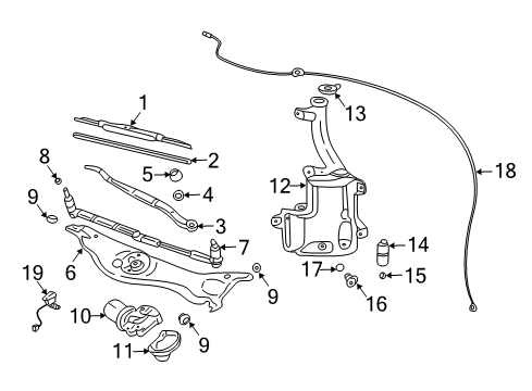 2004 Cadillac CTS Wiper & Washer Components Front Blade Diagram for 12487638