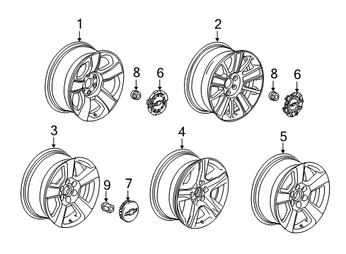 2016 Chevrolet Silverado 1500 Wheels Wheel, Alloy Diagram for 23431106