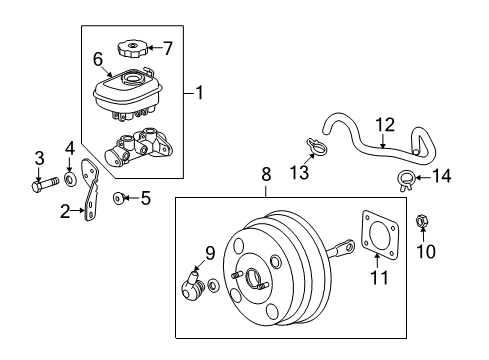 2008 Pontiac G8 Hydraulic System Power Brake Booster ASSEMBLY (Vacuum) (Service) Diagram for 92190132