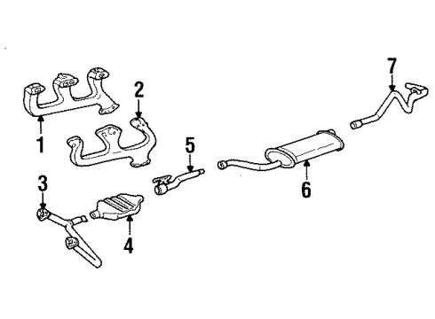 1994 GMC K2500 Exhaust Components, Exhaust Manifold Catalytic Convertor Assembly <Split> Diagram for 12547190