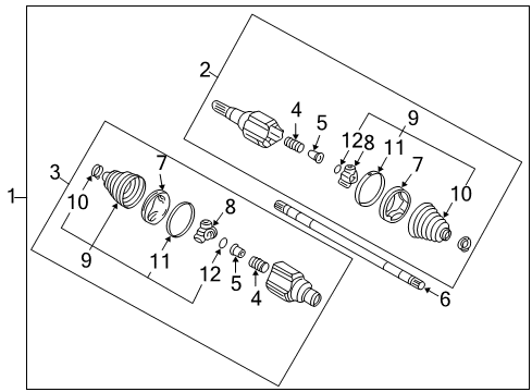 2005 Pontiac Montana Drive Axles - Rear Boot Kit, Rear Wheel Drive Shaft(Inbord & Outboard) Diagram for 88891074