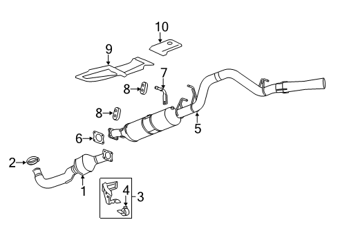 2016 GMC Sierra 3500 HD Exhaust Components Oxidation Catalytic Converter Assembly (W/ Exhaust Pipe) Diagram for 22977171