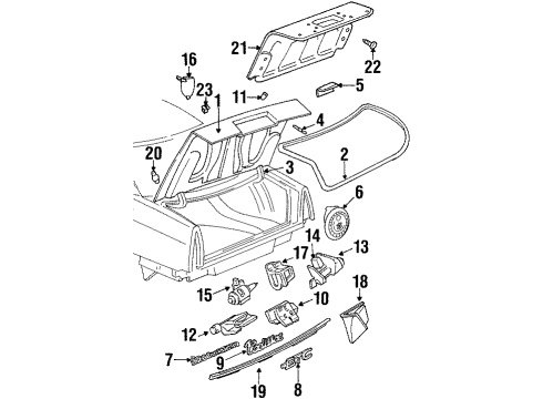 2002 Cadillac Eldorado Trunk Lid, Interior Trim Rear Compartment Lid Lock Cylinder Package (Uncoded) Diagram for 12505555