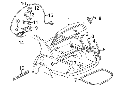 1999 Buick Park Avenue Trunk Cylinder Kit, Rear Compartment Lid Lock (Uncoded) Diagram for 12455155