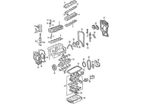 1998 Pontiac Sunfire Engine Parts, Mounts, Cylinder Head & Valves, Camshaft & Timing, Oil Pan, Oil Pump, Balance Shafts, Crankshaft & Bearings, Pistons, Rings & Bearings Chain Guide Diagram for 24575256