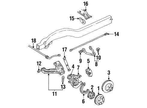1995 GMC K1500 Suburban Front Suspension Components, Lower Control Arm, Upper Control Arm, Stabilizer Bar Seal, Front Wheel Inner Bearing Diagram for 15589666