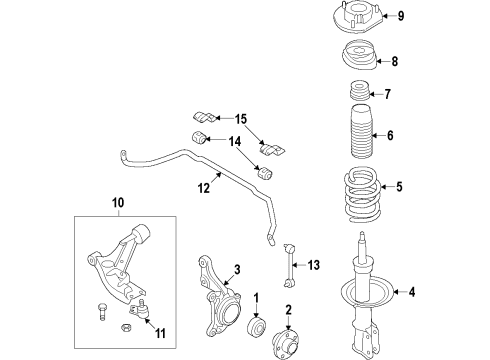 2014 Chevrolet Sonic Front Suspension Components, Lower Control Arm, Stabilizer Bar Ball Joint Diagram for 95907943