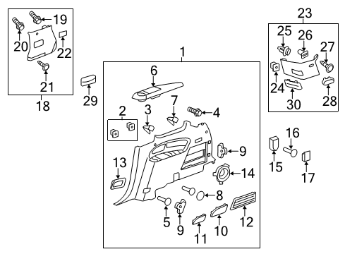 2012 Buick Enclave Quarter Panels Interior Trim, Jack & Components Speaker Grille Diagram for 15805457