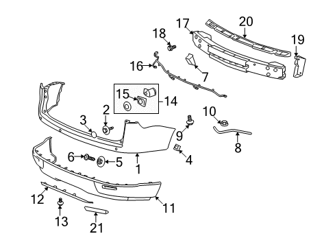 2009 Saturn Outlook Parking Aid Bumper Cover Bracket Diagram for 25865204