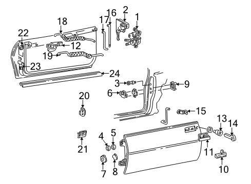 1994 Chevrolet Camaro Door & Components Mini-Wedge Door Latch Assembly Diagram for 16629242