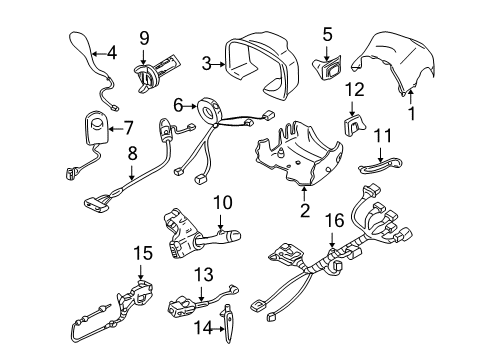 2005 Cadillac DeVille Shroud, Switches & Levers Cover, Steering Column Upper Trim *Wheat Diagram for 26075331