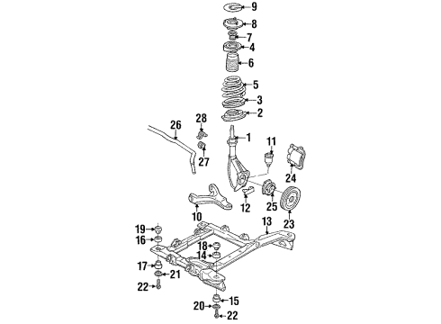 1990 Chevrolet Lumina Front Suspension Components, Lower Control Arm, Stabilizer Bar Insulator, Front Stabilizer Shaft Diagram for 10152155