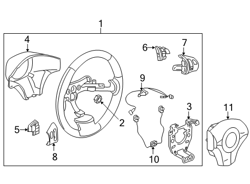 2008 Chevrolet Cobalt Steering Column & Wheel, Steering Gear & Linkage Steering Wheel Assembly *Ebony Diagram for 25870038