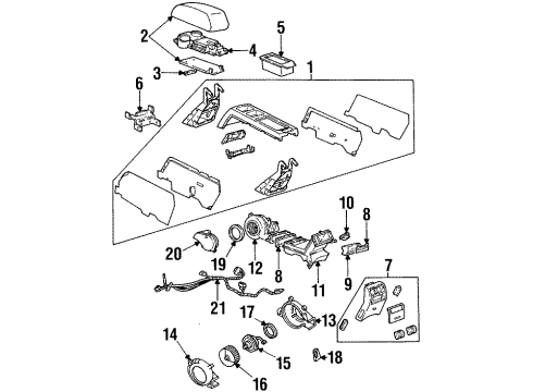 1996 Cadillac Seville Center Console Blower Asm-Auxiliary A/C Diagram for 52464012