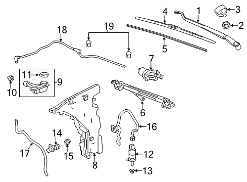 2015 Cadillac ATS Wiper & Washer Components Wiper Blade Diagram for 22905714