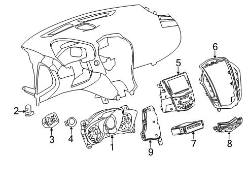 2013 Cadillac SRX Cluster & Switches, Instrument Panel Instrument Cluster Assembly Diagram for 84003405