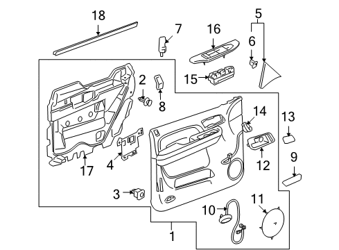 2007 Cadillac Escalade Front Door Lock Assembly Diagram for 20783845