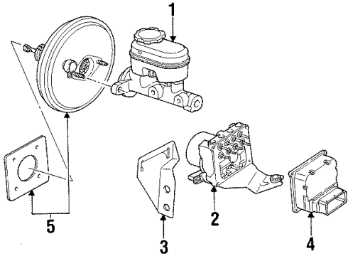 2000 Saturn SL2 ABS Components Power Brake Booster Assembly Diagram for 21013196
