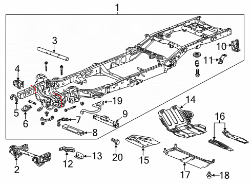 2017 GMC Sierra 1500 Frame & Components Access Cover Diagram for 23199123